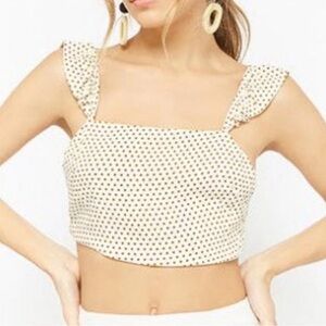 Forever 21 Cream Polka Dot Crop Top size M